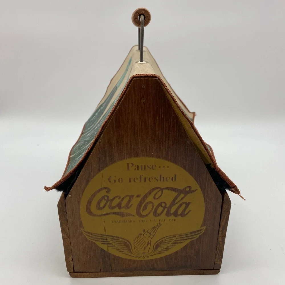 Coca-Cola Wooden Storage Crate Canvas Lid Brown Vintage Style Rustic Carrier